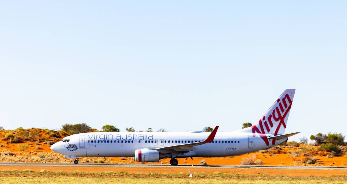A Virgin Australia flight in Uluru.