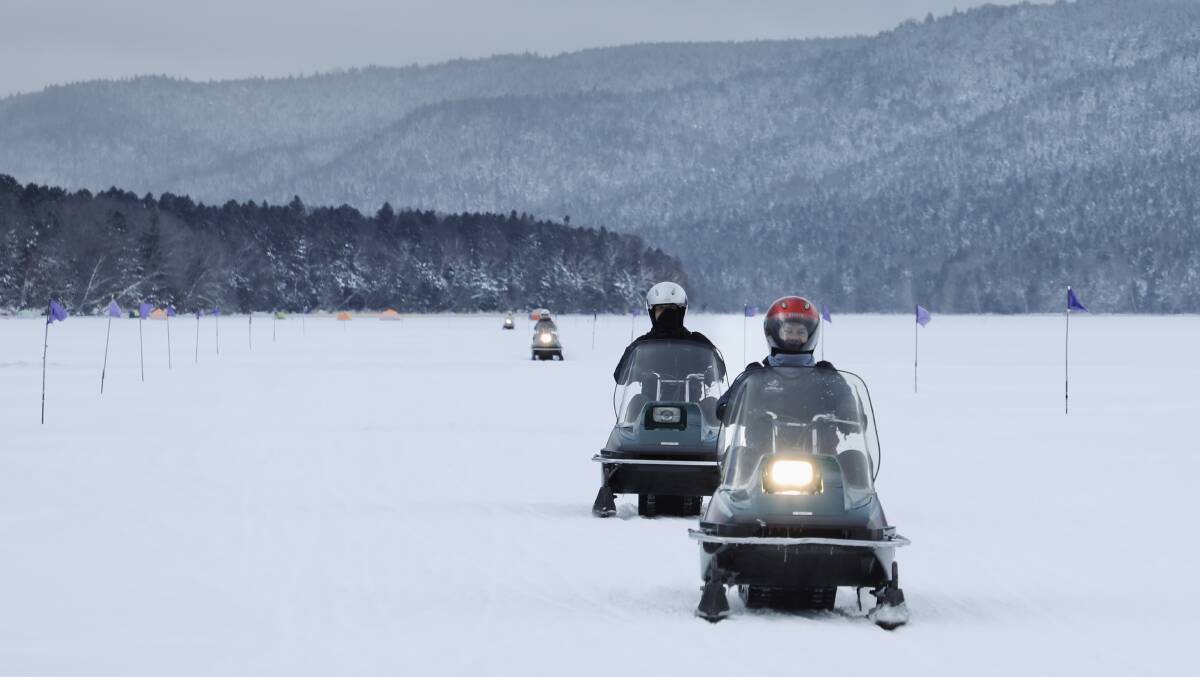 Snowmobiling on Lake Akan. Picture: Laura Waters
