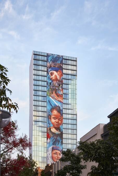 Show-stopping mural on the hotel's facade.