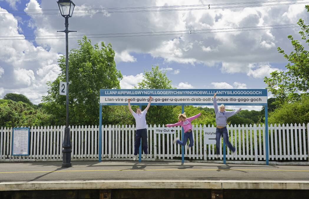 At the train station with the world's longest name. Picture: Visit Wales