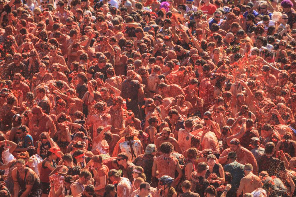 La Tomatina in the town of Buol. Picture: Getty Images