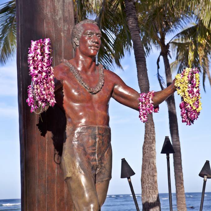Duke Kahanamoku statue on Waikiki Beach.