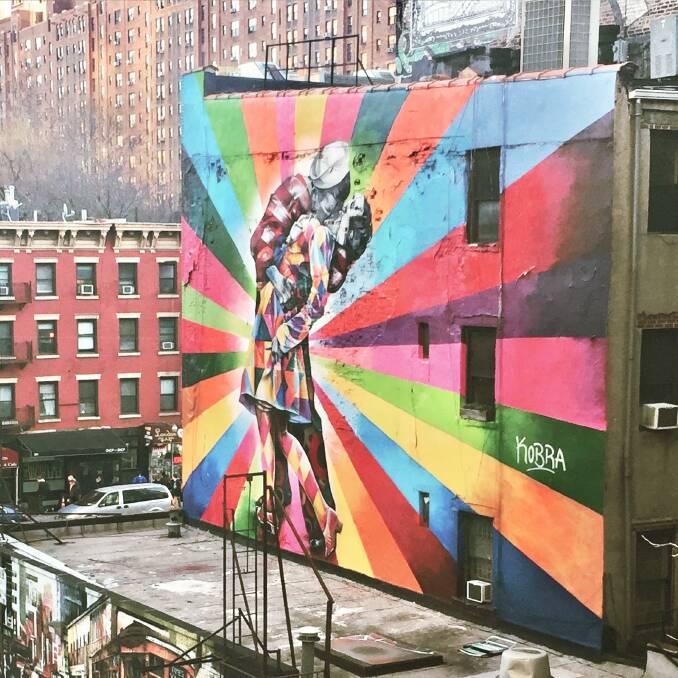 A mural seen from the High Line in New York. Picture: Akash Arora