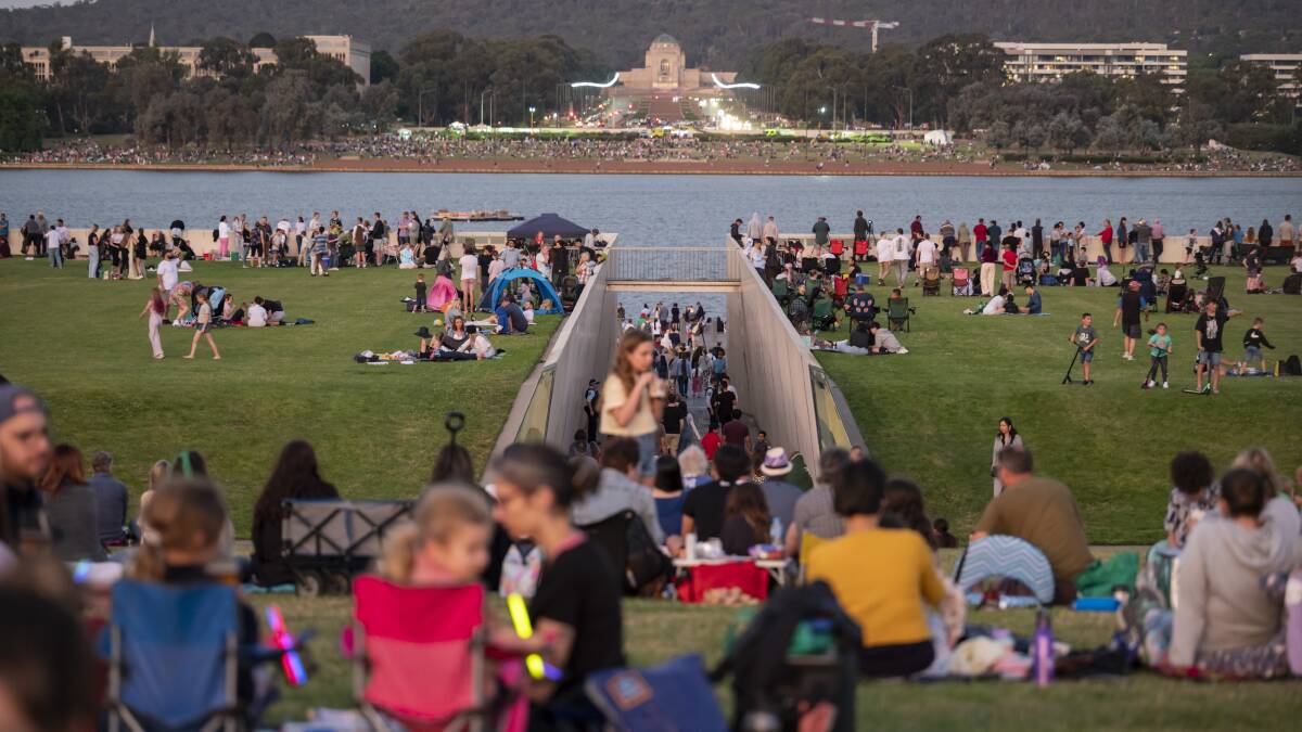 Picnic with Lake Burley Griffin views in Canberra. 