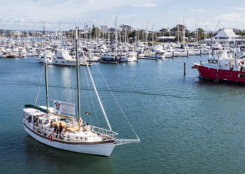 Saltwater Eco Tours' heritage-listed timber sailing vessel Spray of the Coral Coast.. 